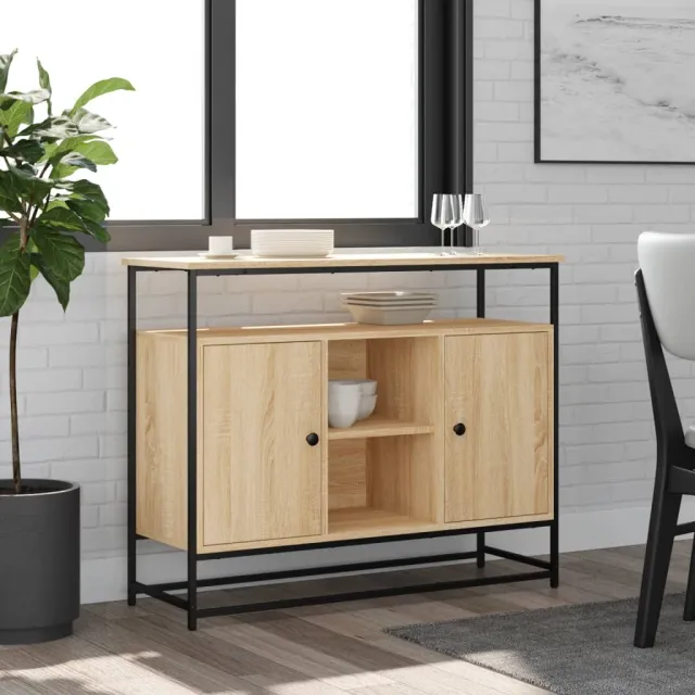 vidaXL Dressoir 100x35x80 cm bewerkt hout sonoma eikenkleurig, foto 2
