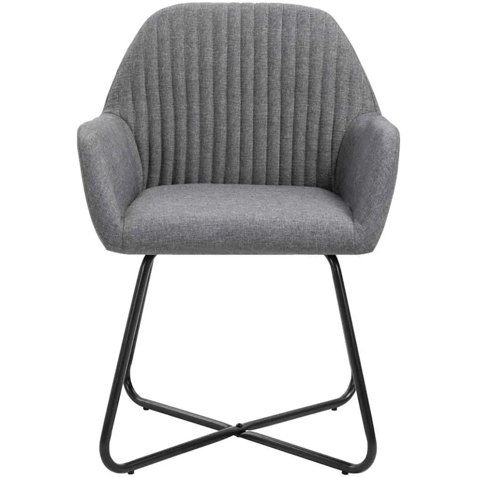 vidaXL Eetkamerstoelen 4 st stof donkergrijs grijs, foto 3