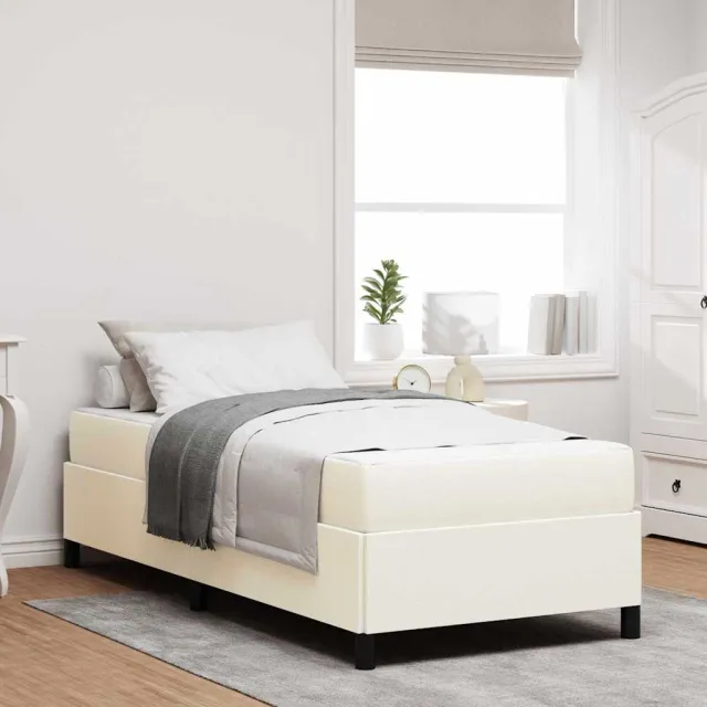 vidaXL Bedframe met matras Crème 90 x 200 cm Stof