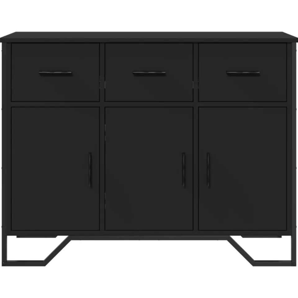 vidaXL Dressoir 97x32,5x74,5 cm bewerkt hout zwart, foto 4
