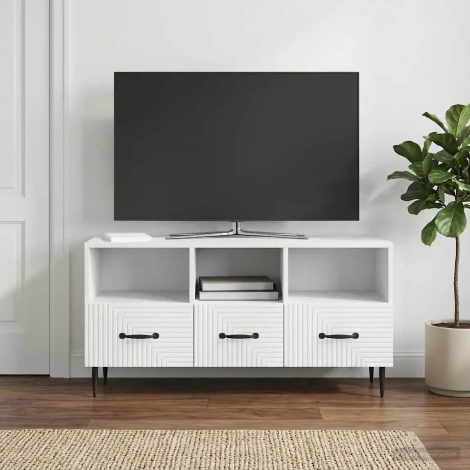 vidaXL TV-kast met lade Wit 102 x 34,5 x 50 cm Bewerkt hout, foto 4