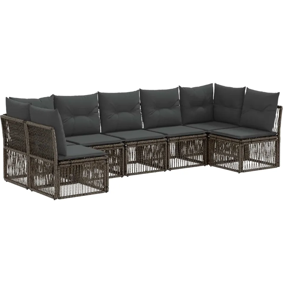 vidaXL Tuinbankenset 7 st Grijs poly rattan, foto 3
