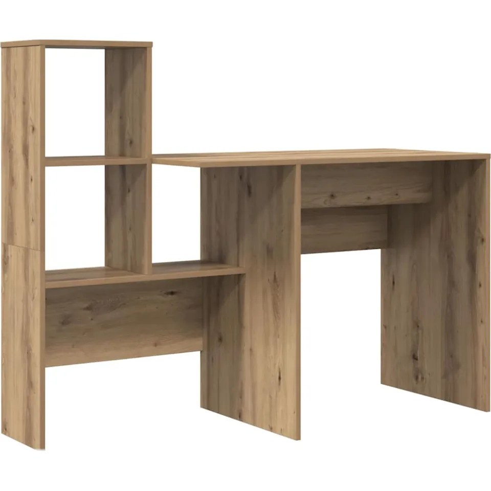 vidaXL Bureau Artisan Eiken 131,5 x 50 x 106,5 cm Bewerkt hout Bruin