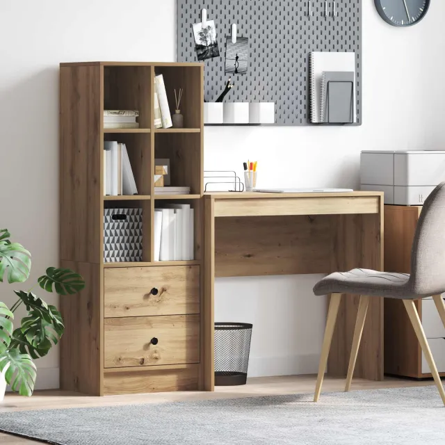 vidaXL Bureau Artisan Eiken 125,5 x 40 x 127 cm 2 st Bruin