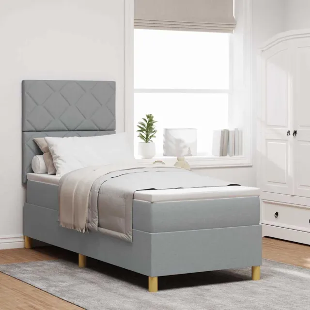 vidaXL LED Box Spring Bed met hoofdeinde Lichtgrijs 80 x 200 cm Stof