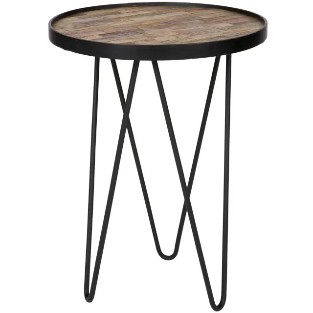 WOOOD Lev bijzettafel hout zwart natural/black