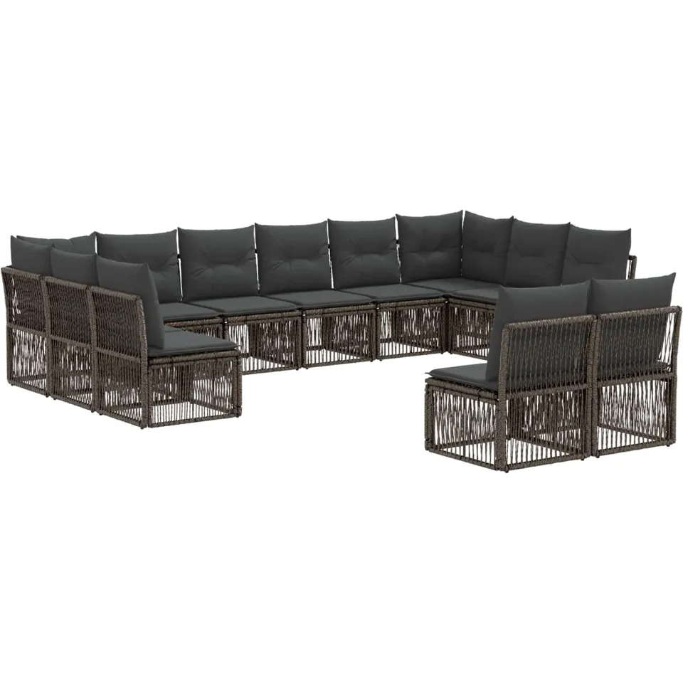 vidaXL Tuinbankenset 12 st 12-zits Grijs poly rattan, foto 3