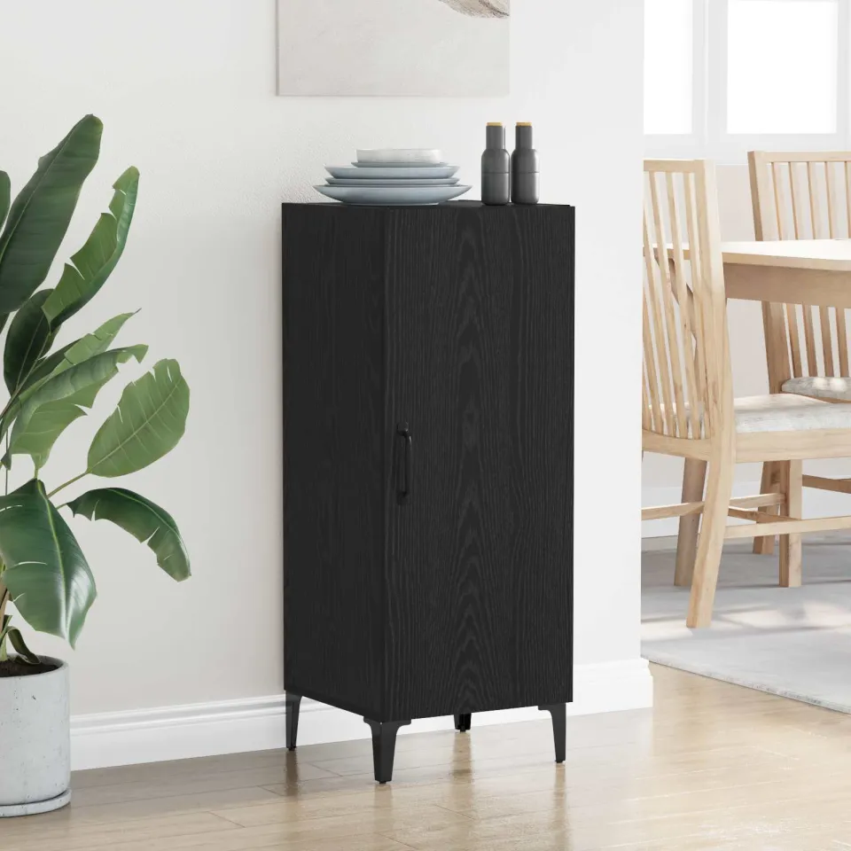 vidaXL Dressoir Zwart Eiken 34,5 x 34 x 90 cm Bewerkt hout, foto 3