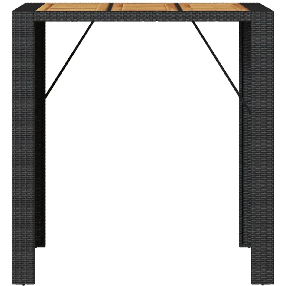 vidaXL Tuinbartafel acaciahouten blad 105x80x110 cm poly rattan zwart, foto 4