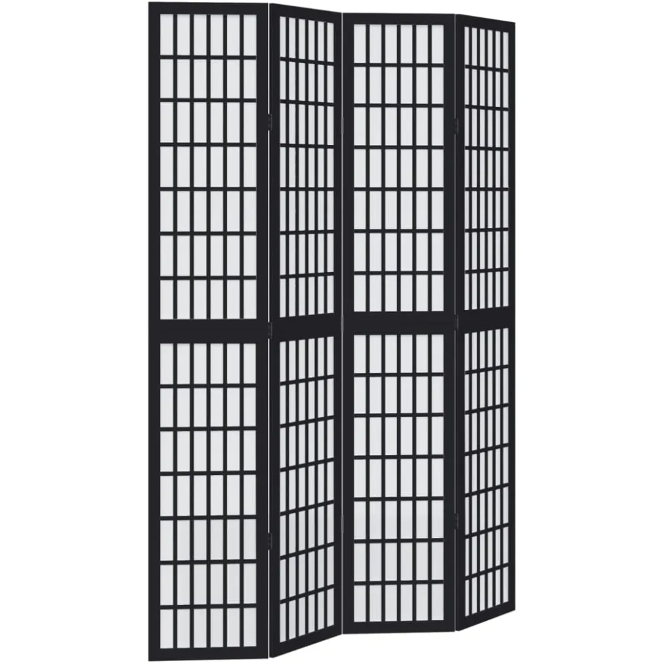 vidaXL Kamerscherm met 4 panelen massief paulowniahout zwart, foto 3