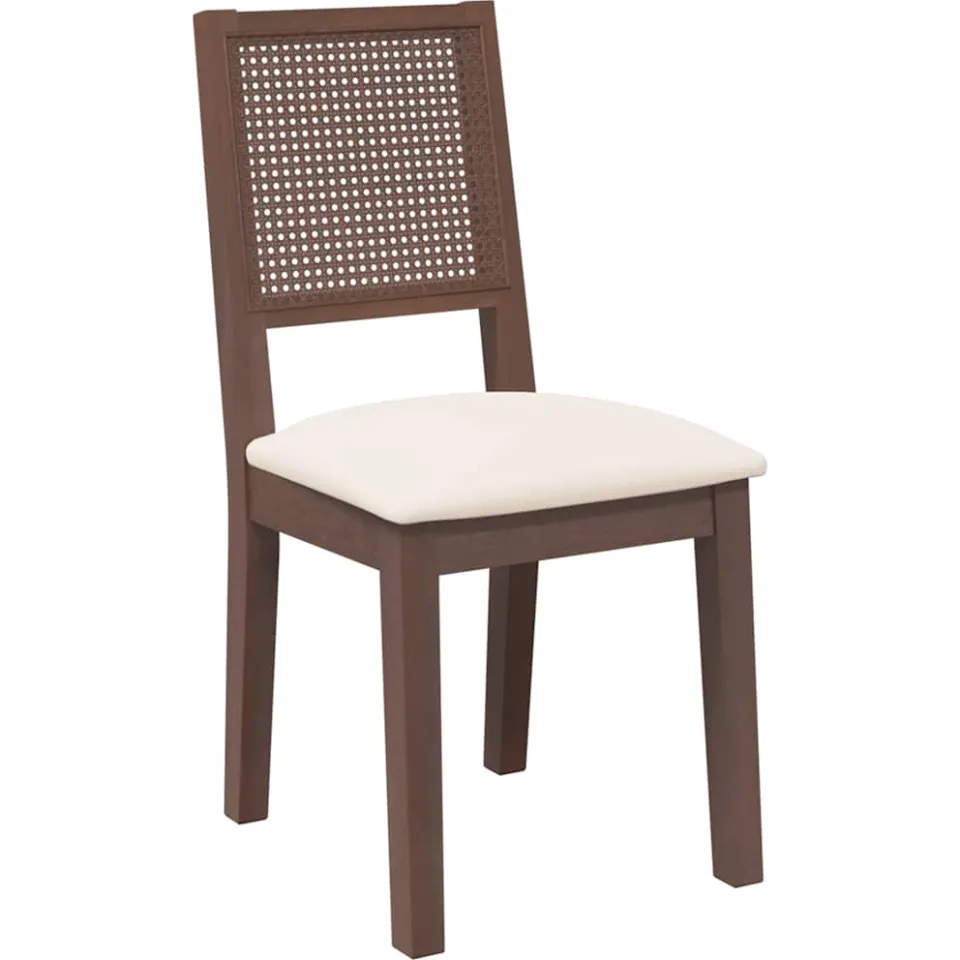 vidaXL Eetkamerstoelen met kussens 2 st massief hout rubber bruin, foto 4