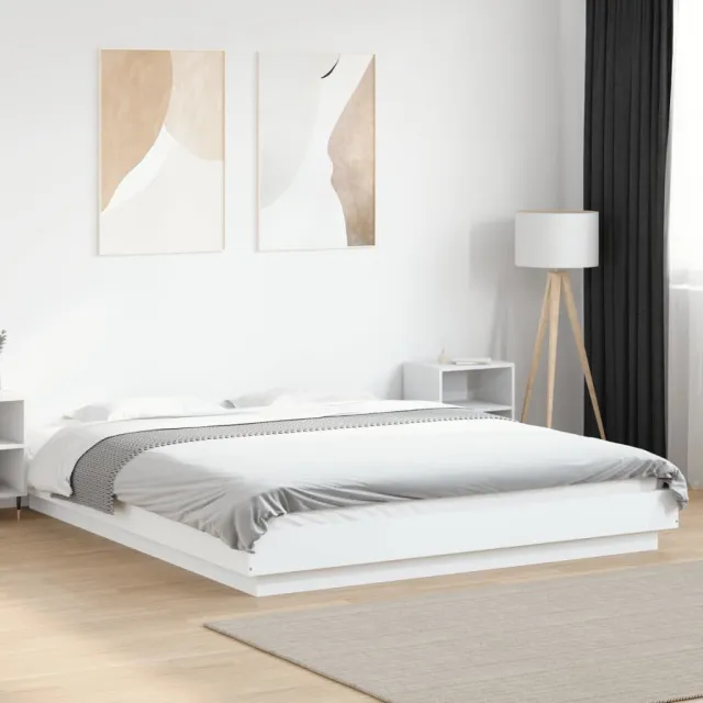 vidaXL Bedframe met LED-verlichting bewerkt hout wit 150x200 cm