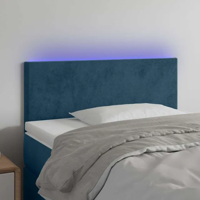 vidaXL Hoofdbord LED 90x5x78/88 cm fluweel donkerblauw