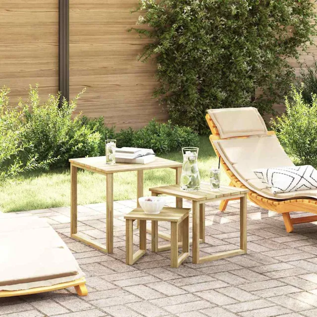 vidaXL Tafel 3 st Naturel 50,5 x 50 x 46 cm Geïmpregneerd grenenhout Bruin