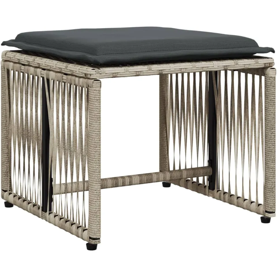 vidaXL 7-delige Tuinset met kussens poly rattan grijs