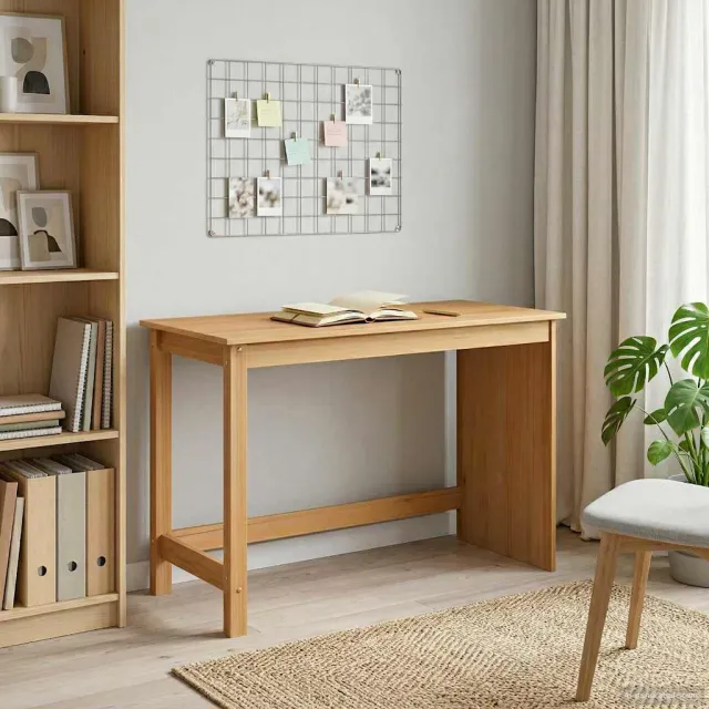 vidaXL Bureau MOSS Honingbruin 112 x 50 x 75 cm Massief Vurenhout bruin, foto 2