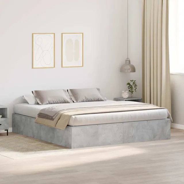 vidaXL Opbergbedframe met opslag Beton Grijs 200 x 200 cm Bewerkt hout