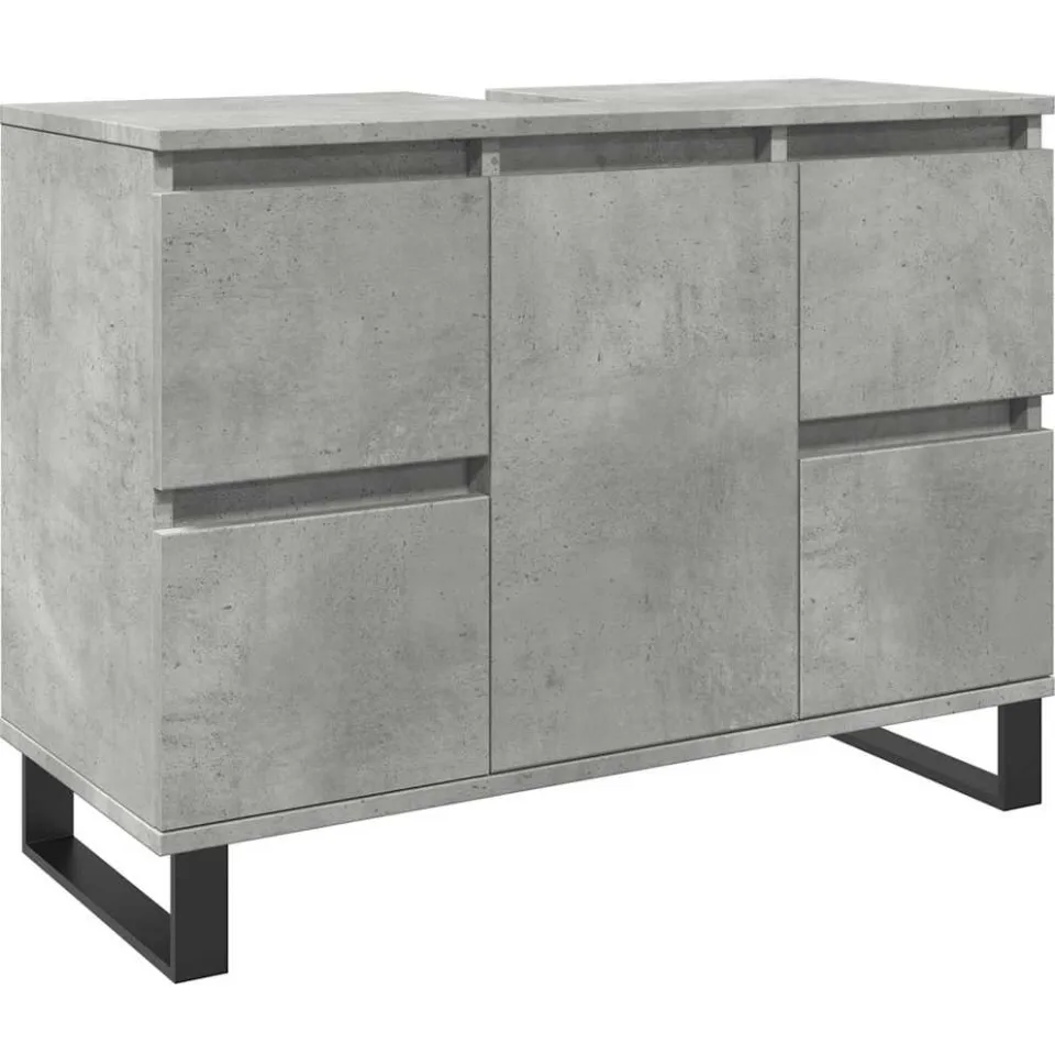 vidaXL Badkamerkast 80x33x60 cm bewerkt hout betongrijs