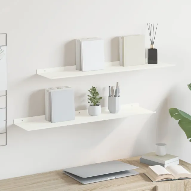 vidaXL Drijvende plank 2 st Wit 80 x 18 x 2,5 cm Staal