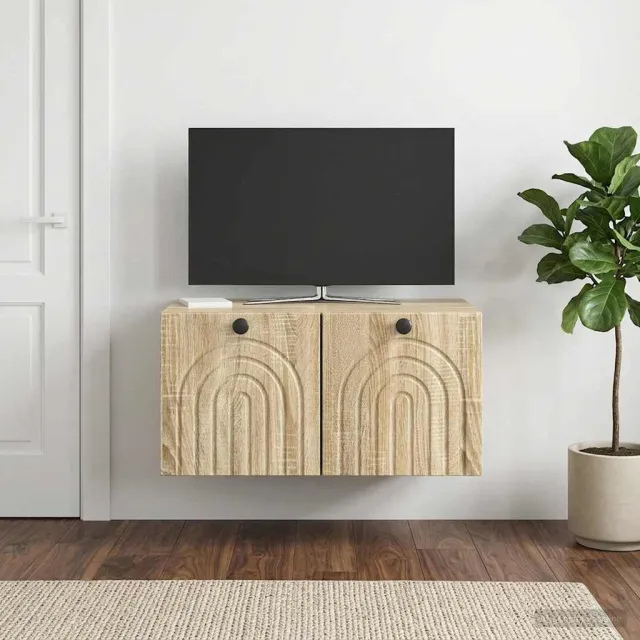 vidaXL Wandbeugel TV-kast Sonoma Eiken 59,5 x 41 x 30 cm Bewerkt hout, foto 2