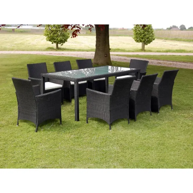 vidaXL 9-delige Tuinset met kussens poly rattan zwart, foto 2