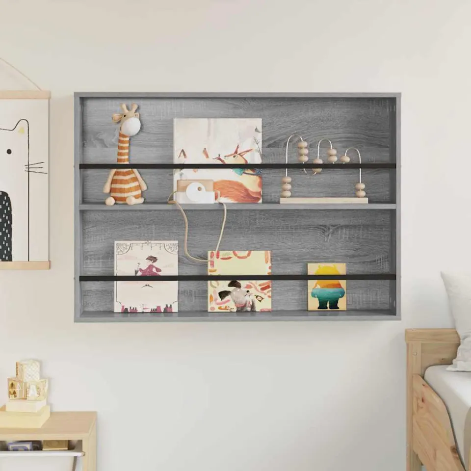 vidaXL Tijdschrift Rek Grijs Sonoma 100 x 12 x 70 cm Bewerkt hout, foto 4
