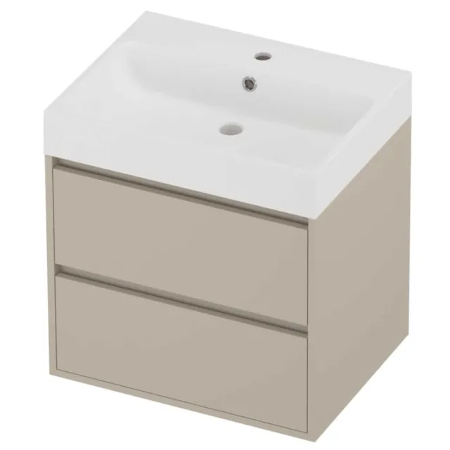 Proline Podium Badmeubelset Polystone Loft 1 Kraangat Greeploos 60x46x62 cm Mat White Soft Linen Beige
