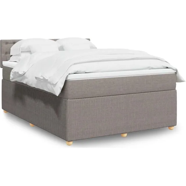 vidaXL Boxspring met matras stof taupe 140x200 cm