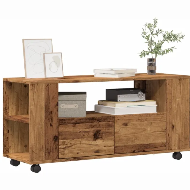 vidaXL Tv-meubel met wielen 102x34,5x43 cm bewerkt hout oud hout Bruin