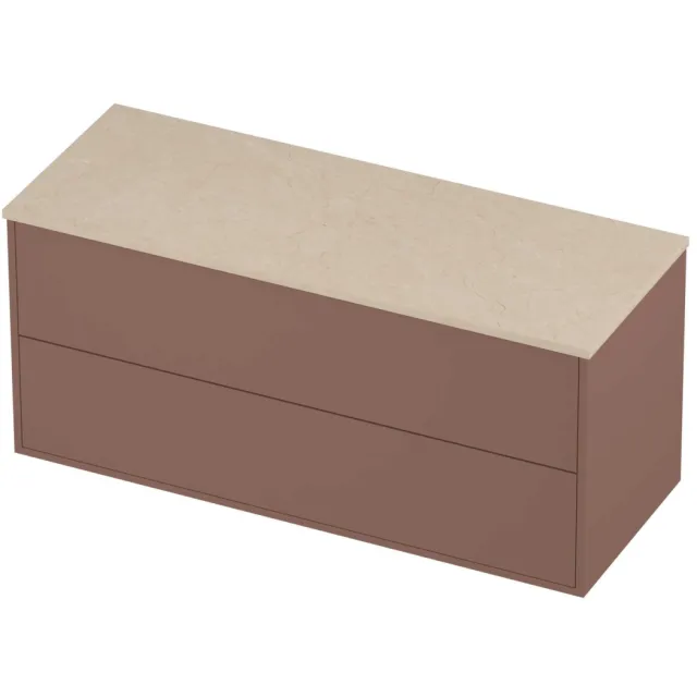 Proline Deck Badmeubelset Hardsteen Voor Grepen 2 Laden 120x46x54 cm Sand Stone Beauty Blush Rosé Goud