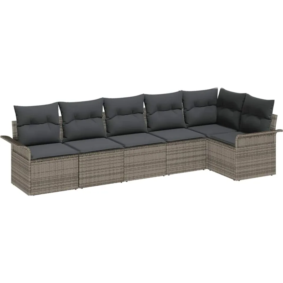vidaXL Tuin Sofa Set 6 st Grijs poly rattan