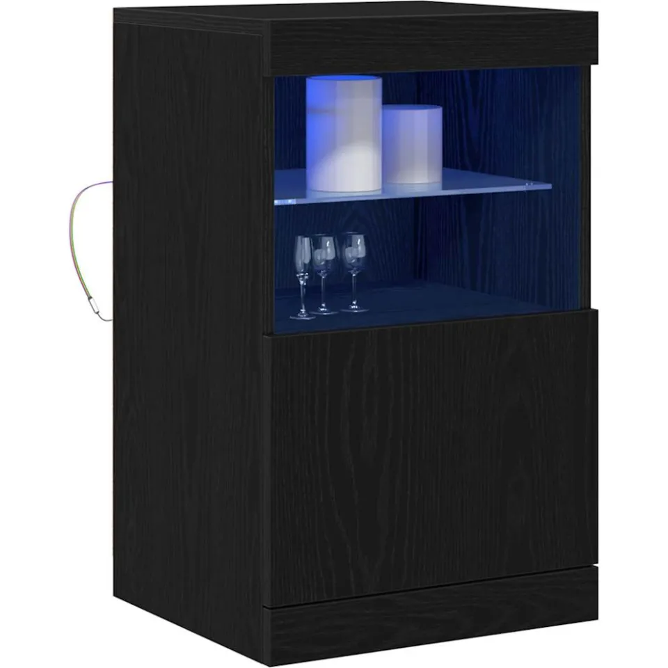 vidaXL LED Sideboard Zwart Eiken 41 x 37 x 67 cm Bewerkt hout