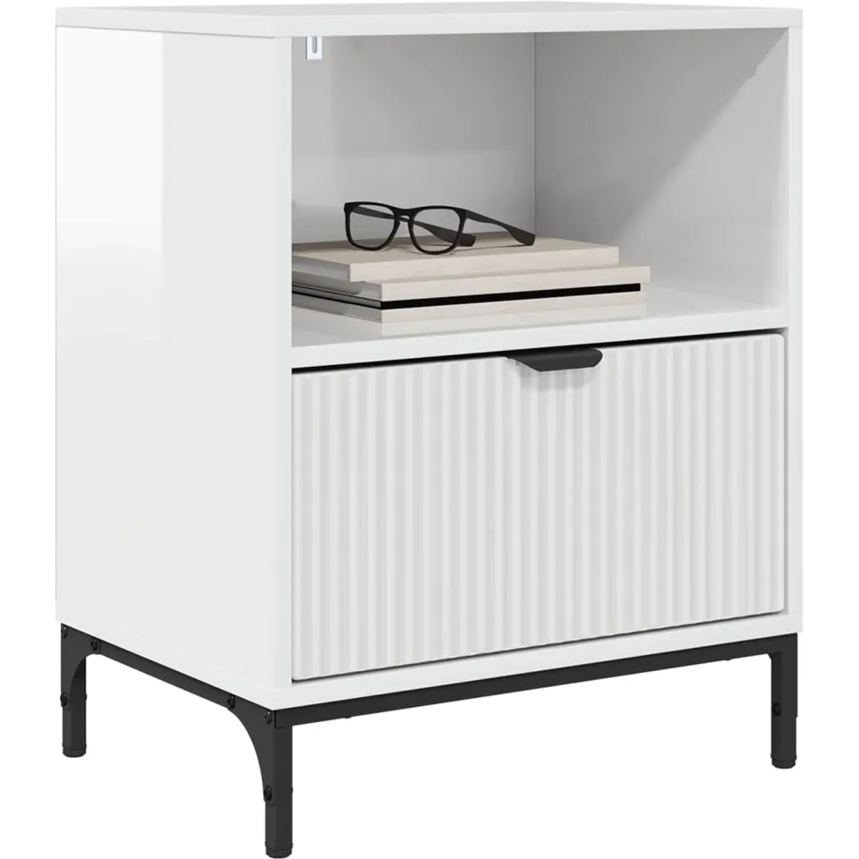 vidaXL Nachtkastje 2 st Hoogglans wit 49 x 36 x 61 cm Bewerkt hout, foto 2