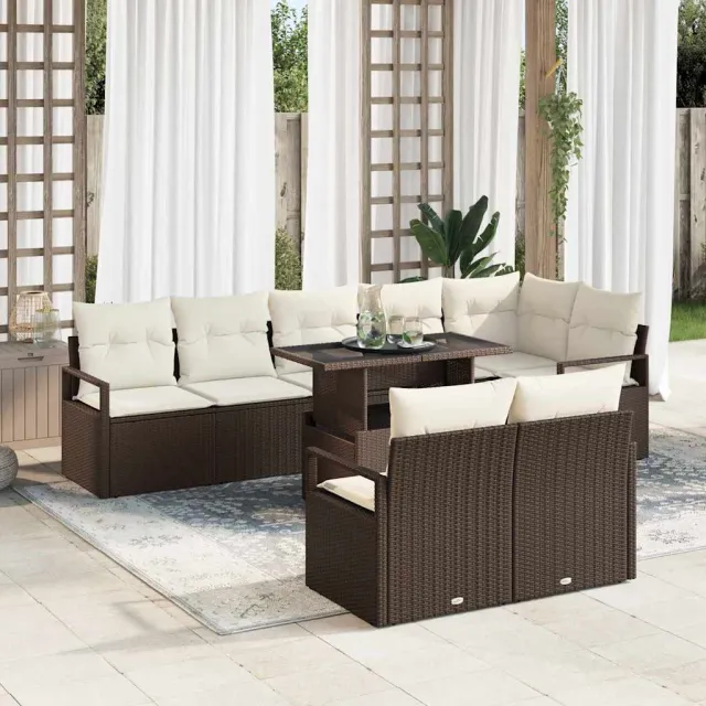 vidaXL Tuin Sofa Set 9 st Bruin Poly riet