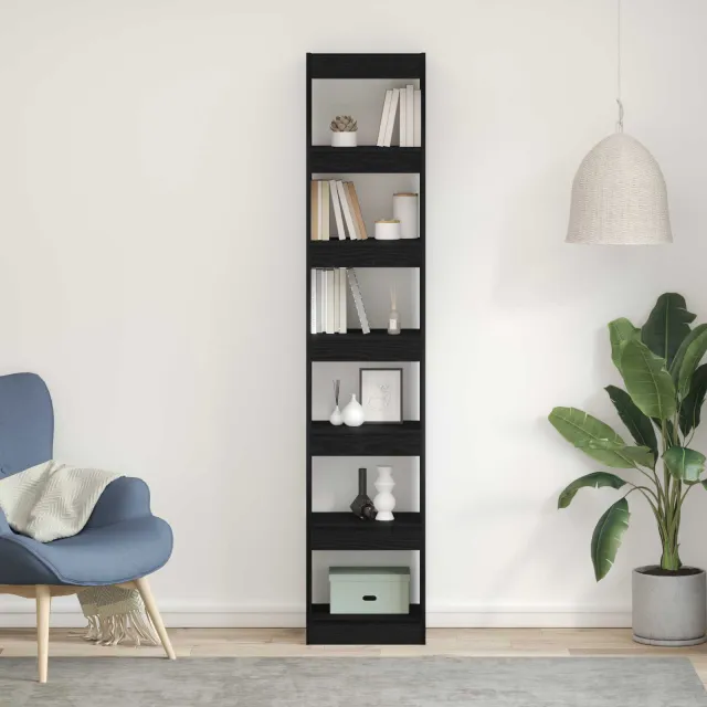 vidaXL Boekenkast 6-laags 40 x 30 x 198 cm Bewerkt hout Zwart Eiken, foto 2