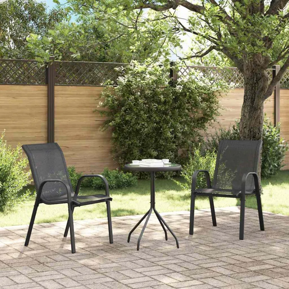 vidaXL Tuin Bistro Set 3 st Zwart Staal, foto 3