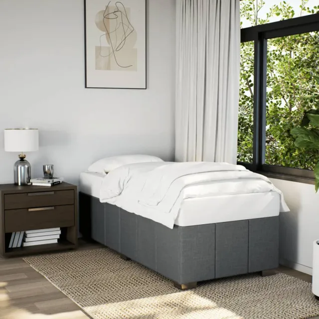vidaXL Bedframe zonder matras 80x200 cm stof donkergrijs grijs