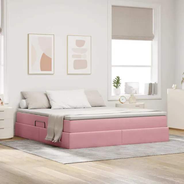 vidaXL Opbergbed met matras met opslag Roze 180 x 200 cm Fluweel