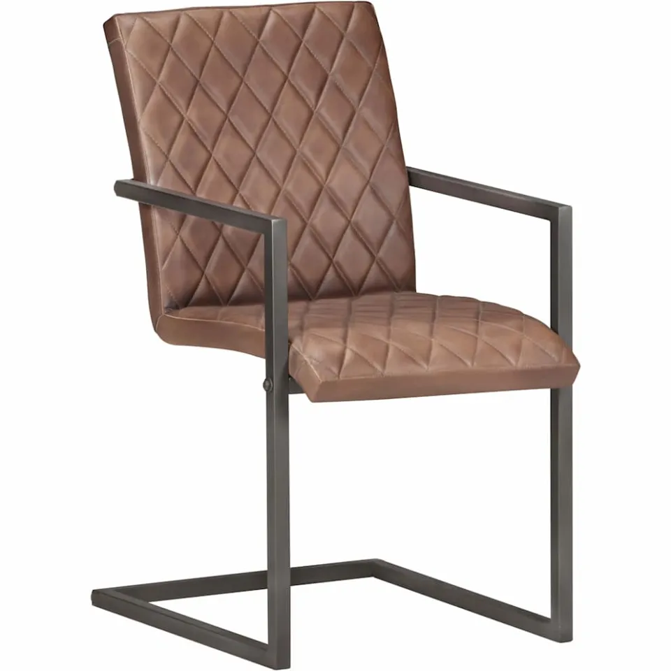 vidaXL Eetkamerstoelen 4 st echt leer bruin, foto 2