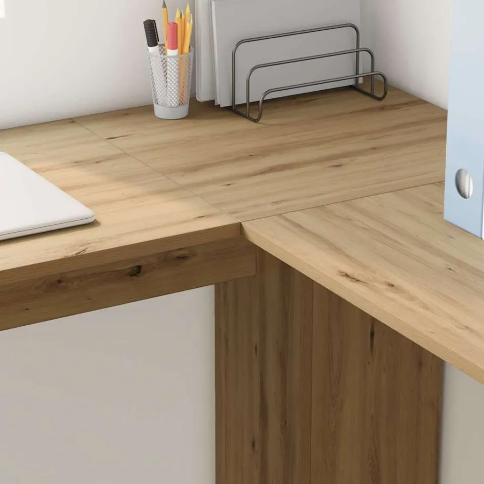 vidaXL Hoekbureau Artisan Eiken 140 x 113,5 x 75 cm Bewerkt hout, foto 3