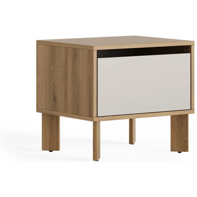 Vicco Nachtkastje Monti, Eikenhout Evoke/Kasjmier, 48.2 x 44 cm met lade