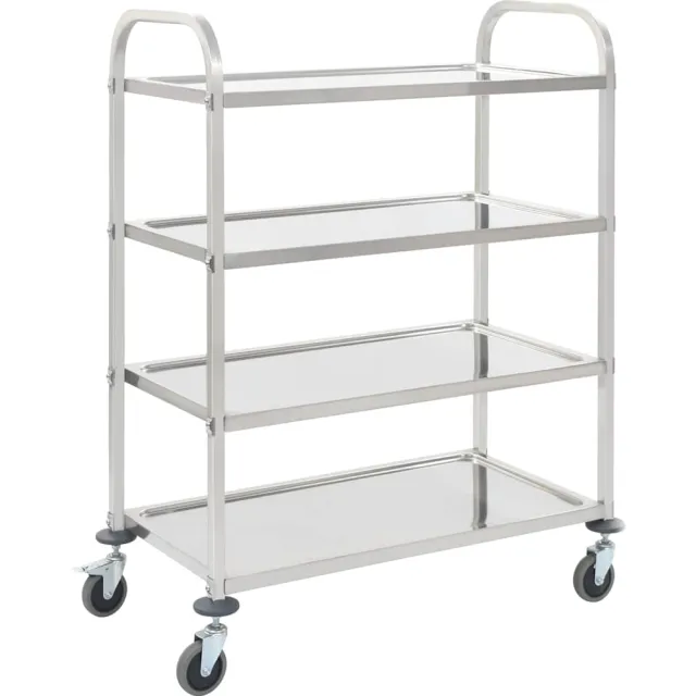 vidaXL Keukentrolley 4-laags 107x55x125 cm roestvrij staal Zilver