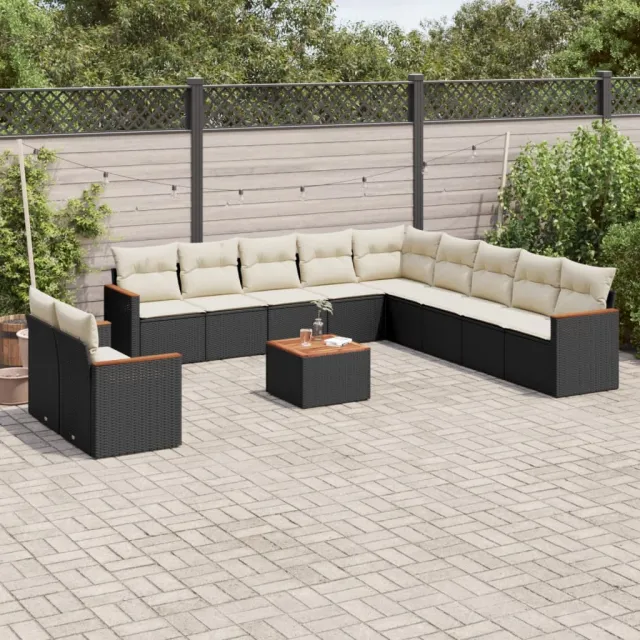 vidaXL 12-delige tuinbankset met kussens van zwart polyrotan, foto 2