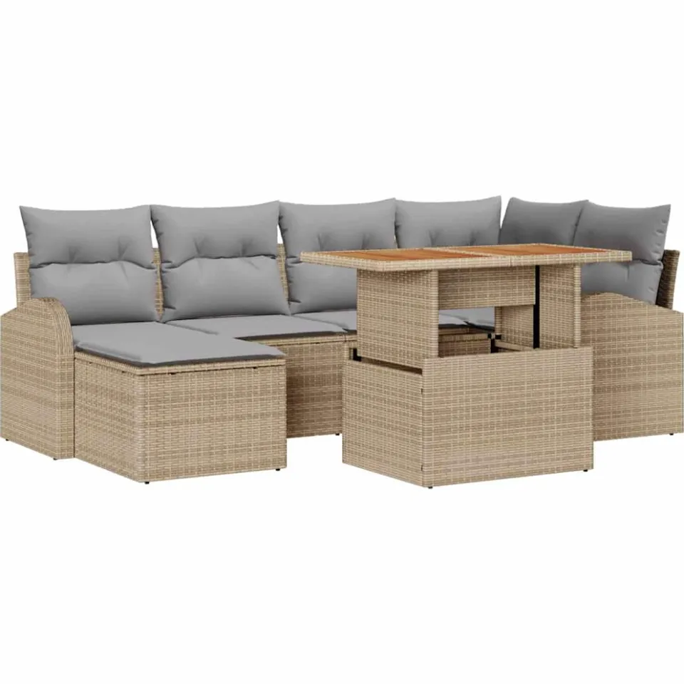 vidaXL Tuin Sofa Set 7 st beige en lichtgrijs