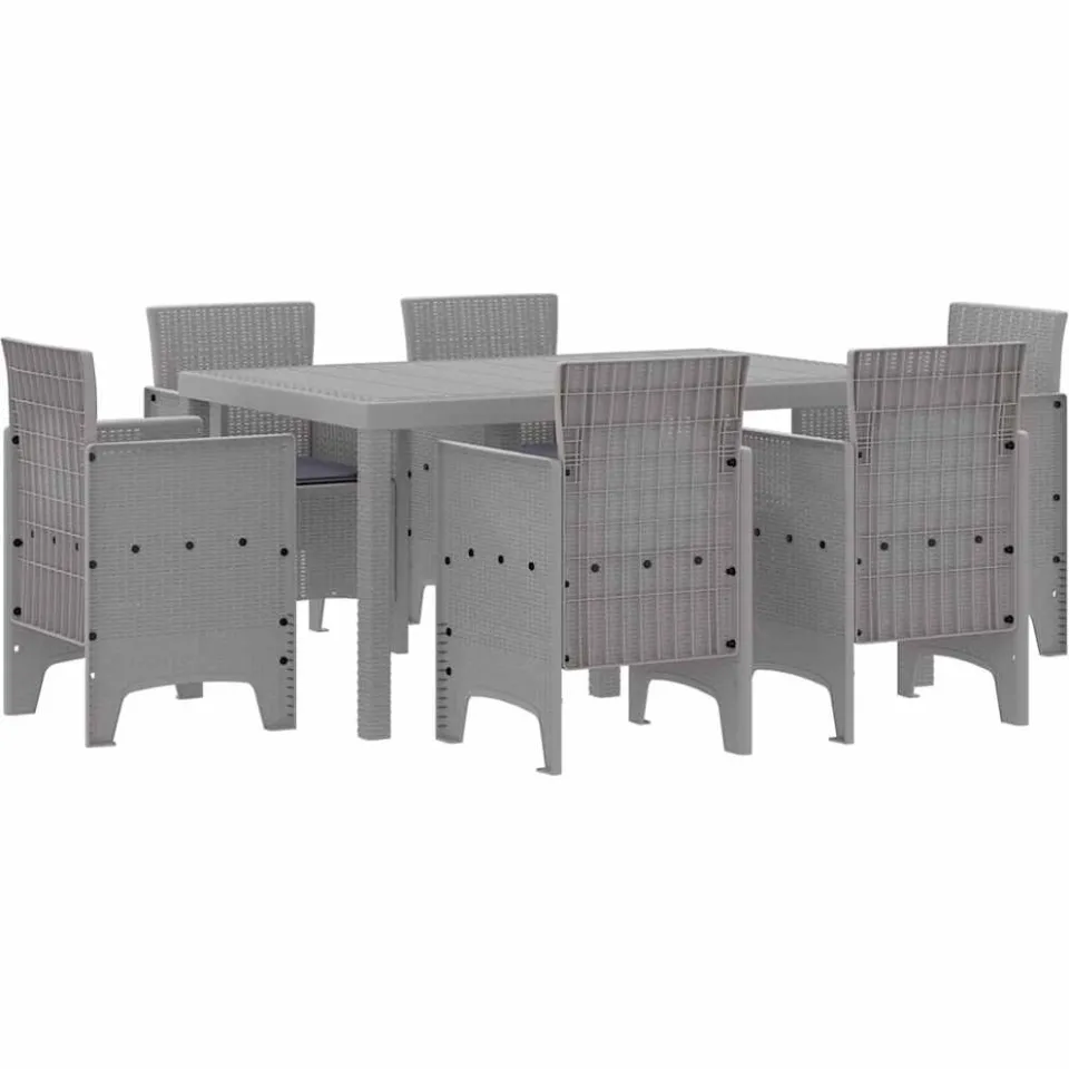 vidaXL Tuin Eetset 7 st Lichtgrijs Polt riet