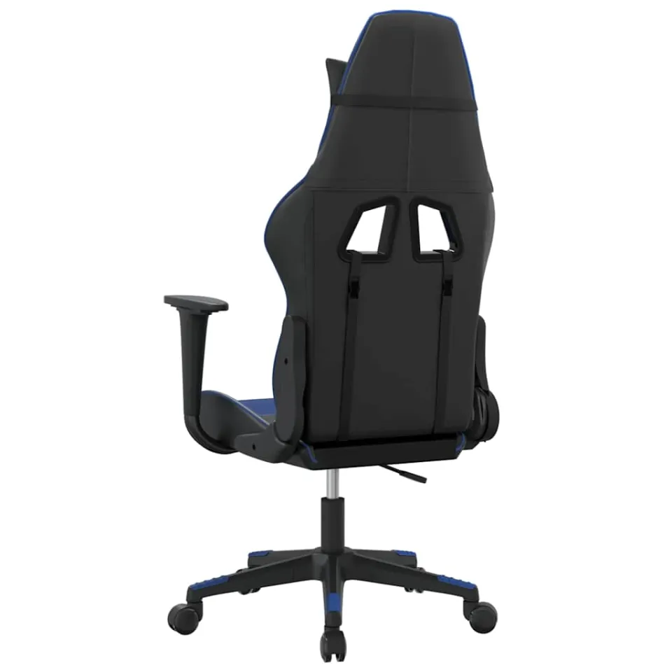 vidaXL Massage gamestoel kunstleer zwart en blauw, foto 4