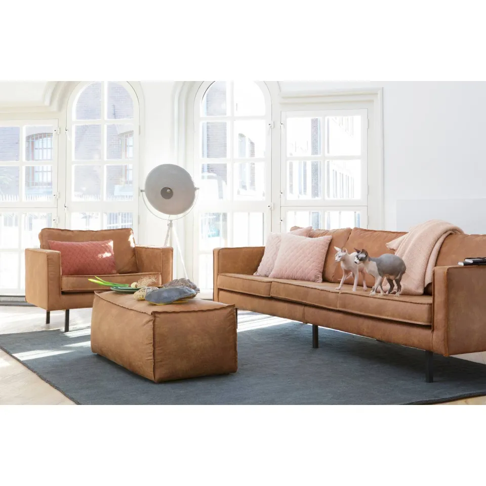 WOOOD Rodeo Fauteuil - Recycle Leer - Cognac - 85x105x86, foto 2