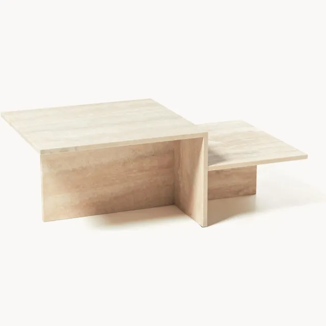 Ferm Living Travertijnen salontafel Distinct met twee tafelbladen Beige