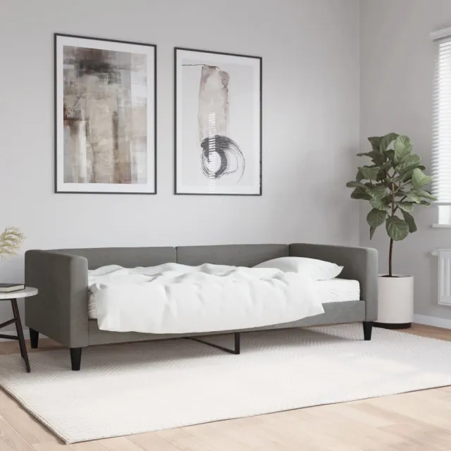 vidaXL Slaapbank met matras 90x200 cm stof donkergrijs grijs