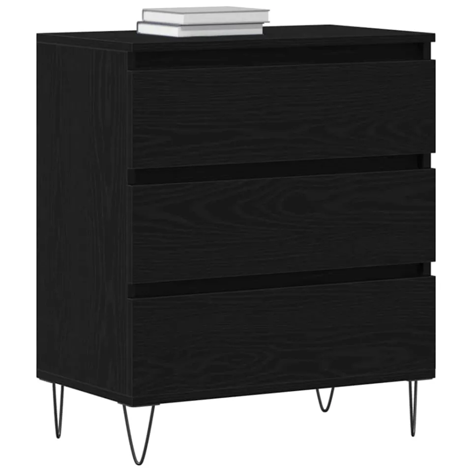 vidaXL Dressoir Zwart Eiken 60 x 35 x 70 cm Bewerkt hout